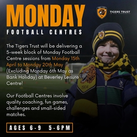 SOLD OUT- Monday Football Centre - 6-9 years (Monday 15th April - Monday 20th May)